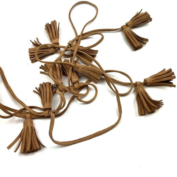 Jeffrey Campbell Amour Tassel Ankle Wrap Tan Suede Pointed Toe Flats size 7.5 - Picture 10 of 12